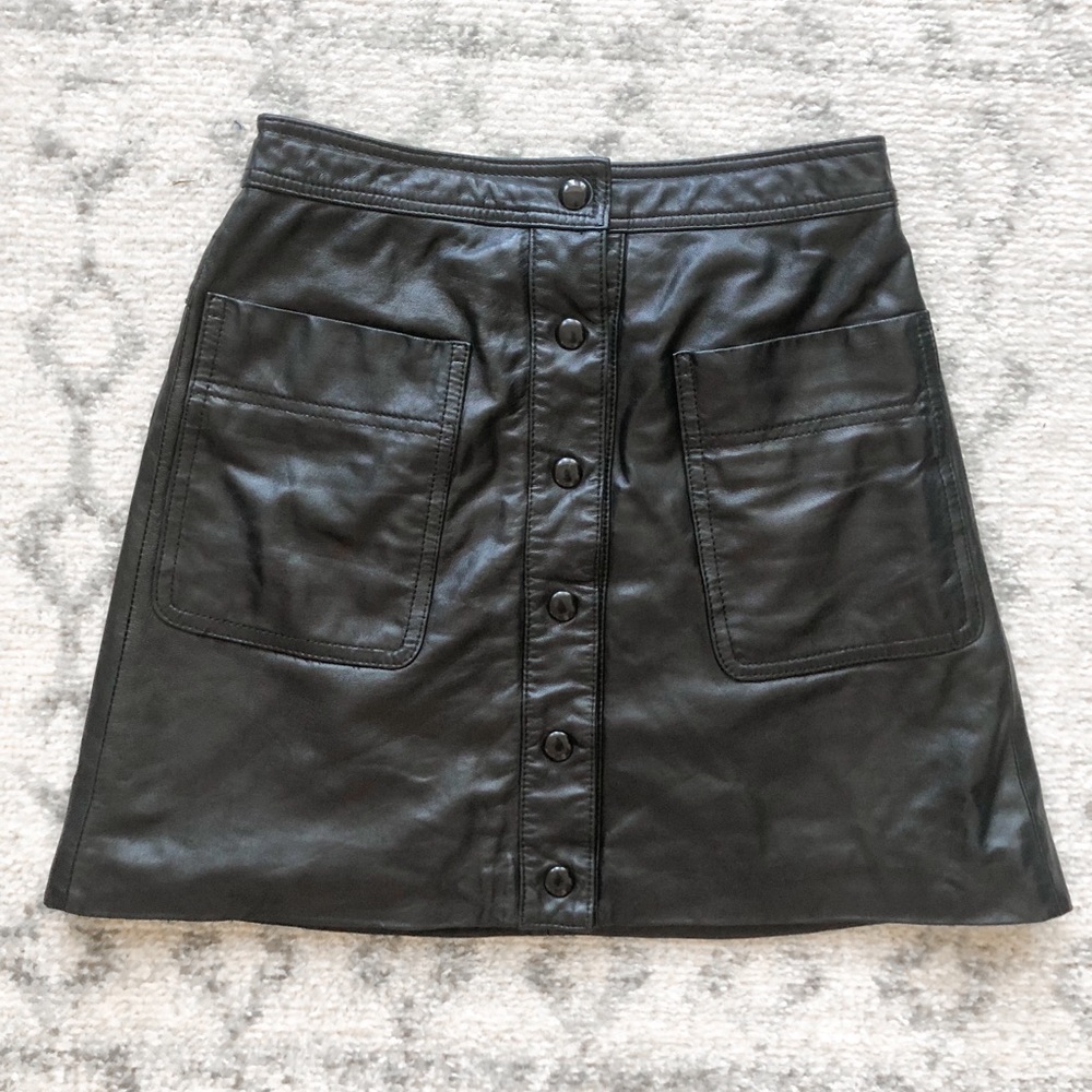 Rebecca Minkoff Leather Button-front Skirt